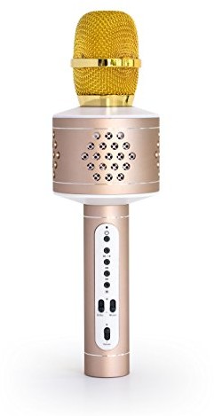 MusicMan Musicman 4611 Karaoke mikrofon Pro BT-X35 (Bluetooth, kompatybilny z możliwością smartfona/Apple iPhone TWS) złoty srebrny 4611