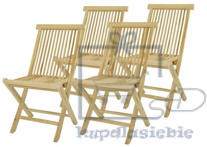 Divero Komplet 4 x składane krzesła ogrodowe z drewna tekowego