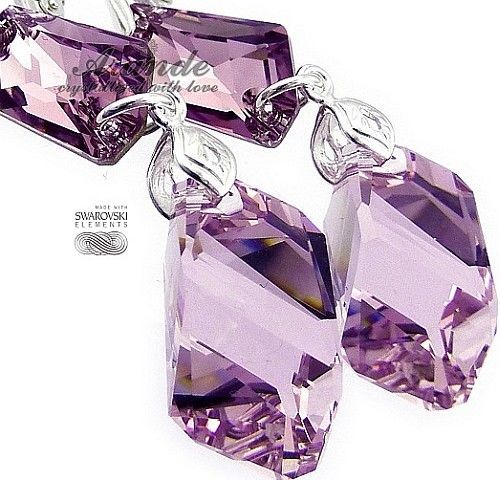 Swarovski Piękne Długie Kolczyki Light Amethyst