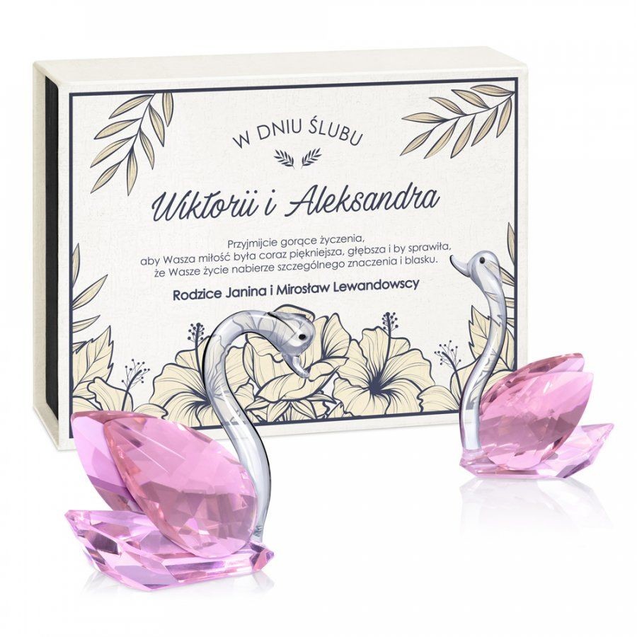 Murrano Kryształowe Łabędzie od Rodziców w Dniu Ślubu KRSZ-LB-005