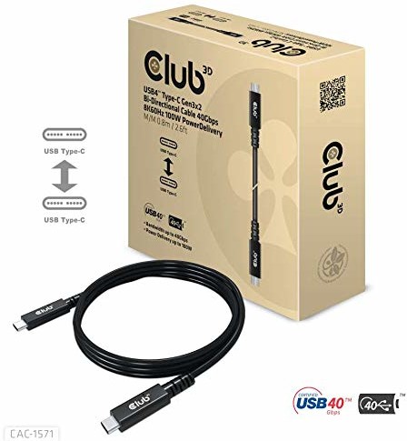 Club 3D Club 3D USB4 Typ-C Gen3x2 kabel dwukierunkowy 40Gbps 8K60Hz 100W Powerdelivery, CAC-1571 CAC-1571