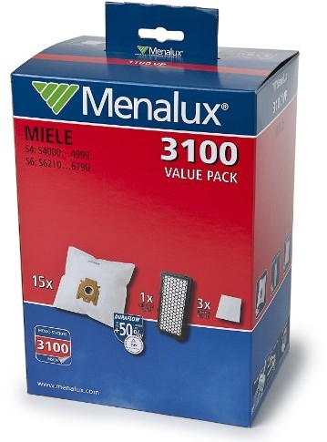 Menalux 3100VP S2 Economy Pack do odkurzaczy Miele S4 / S6: 15 worków / 1 filtr HEPA F 311/3 filtry silnika 3100VP