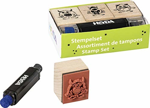 Heyda 204888696 Zestaw stempli Monster Wymiary zestawu: 8 x 4, 5 x 2, 5 cm, 3 stemple do drewna 204888696