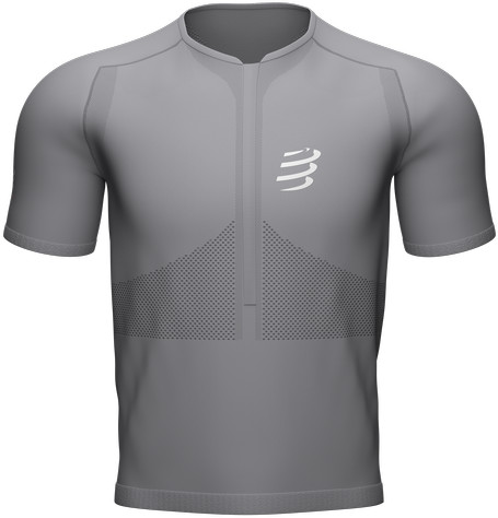 Compressport Koszulka biegowa TRAIL HALF-ZIP FITTED SS TOP szara