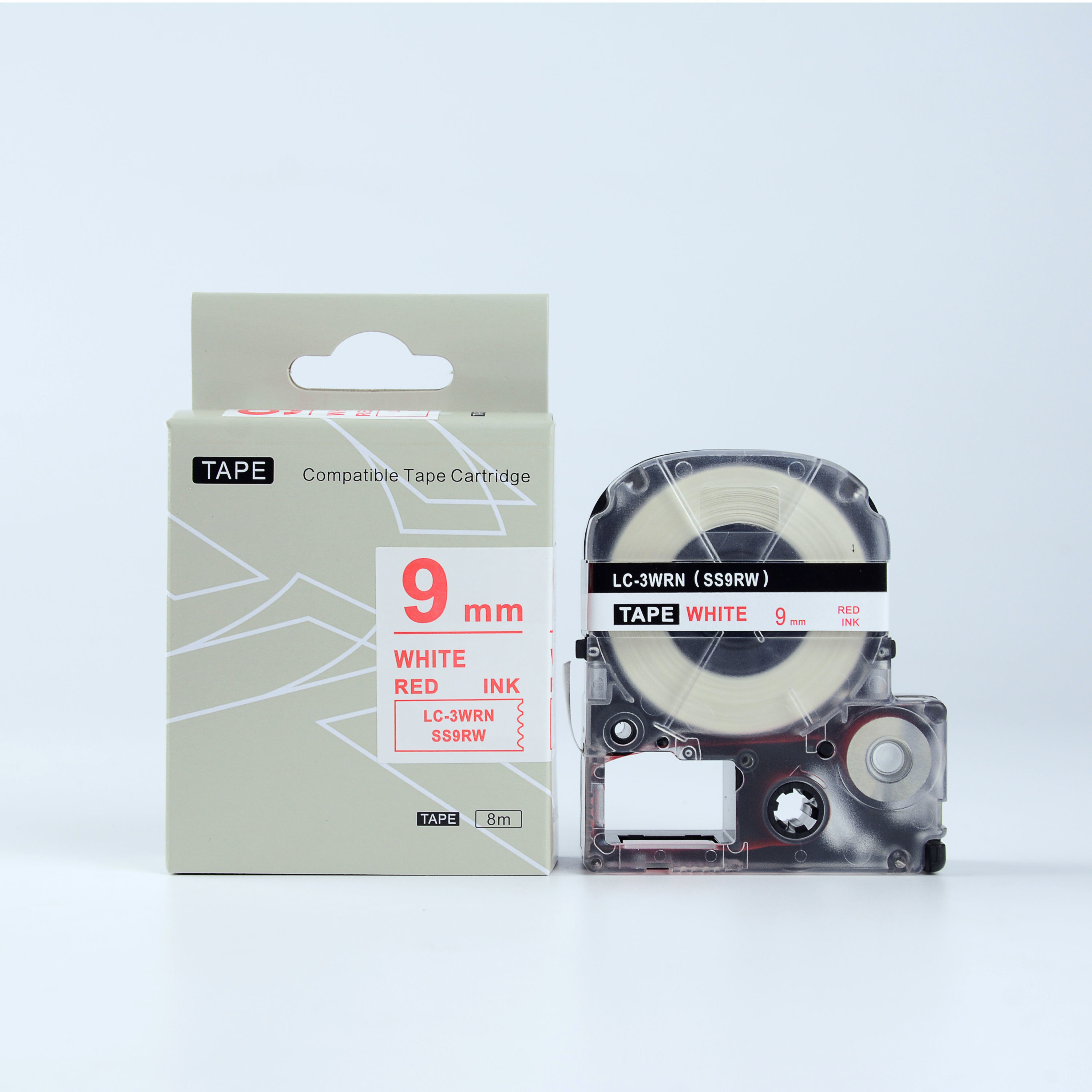 Epson LK-SS9RW, 9mm x 9m, czerwony druk / biały podkład, taśma zamiennik