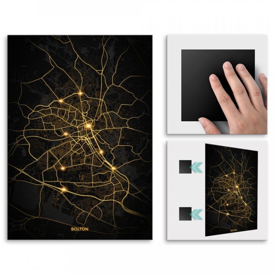 Pix4home Plakat metalowy Mapa City Lights Bolton M POS-M-04073