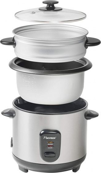 Bestron rice cooker ARC100AS stainless steel black incl 10-piece sushi maker set ARC100AS