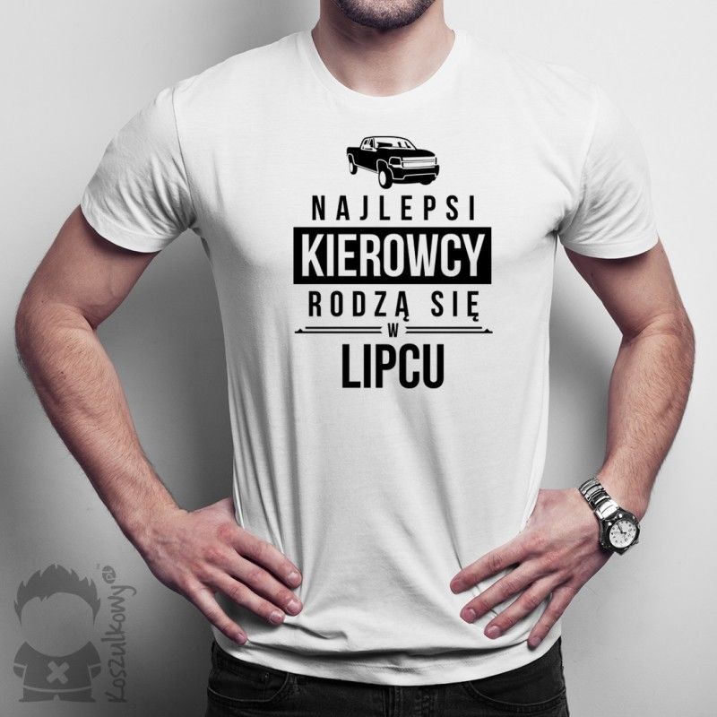 Koszulkowy Najlepsi kierowcy rodzą się w lipcu - męska koszulka z nadrukiem