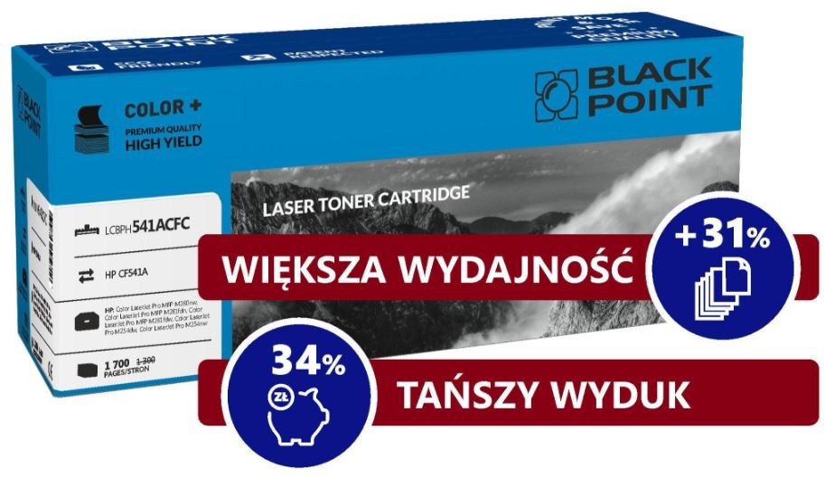 Black Point HP 203A / CF541A CYAN toner zamiennik do HP: Color LaserJet Pro MFP M280nw, Color LaserJet Pro MFP M281fdn, Color LaserJet Pro MFP M281fd LCBPH541ACFC