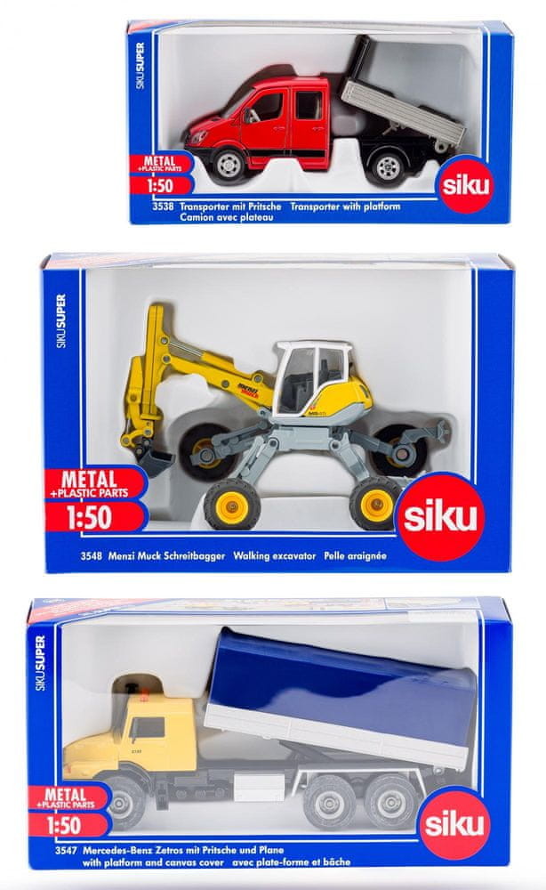 Siku zestaw 3 maszyn budowlanych Super B 1:50