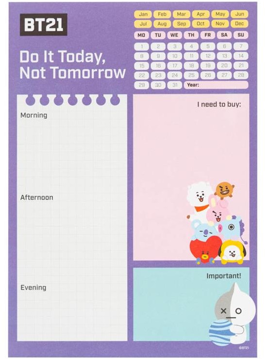 LINE FRIENDS BT21 - Planner dzienny A5