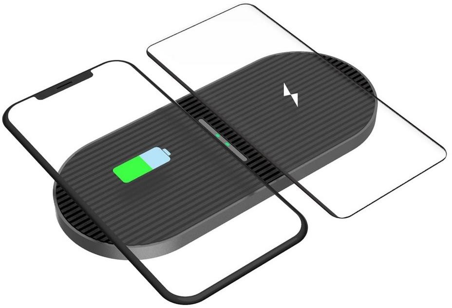 Фото - Зарядний пристрій Platinet QI WIRELESS CHARGER DUO 2 x 10W USB-C BLACK  [45522]