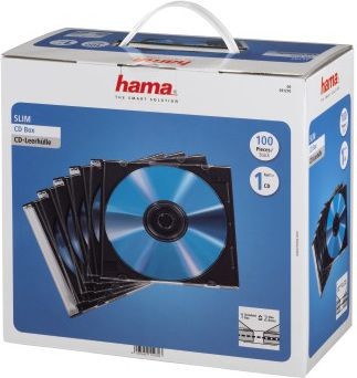 Hama cienkie pudełko na płytę CD, przezroczysto-czarne, 100 sztuk (00051270)