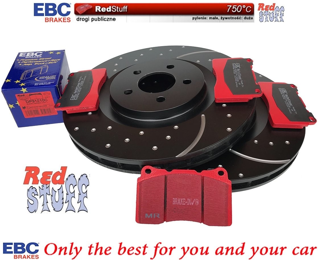 EBC Brakes Przednie CERAMICZNE klocki RedStuff + NAWIERCANE NACINANE tarcze hamulcowe 355mm EBC seria GD Ford Mustang 2005-2014 GD7426+DP31201C