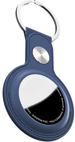 Keybudz KeyBudz AirTag breloczek do kluczy ze skóry, zawieszka Apple AirTags, pokrowiec ochronny z kółkiem na klucze, niebieski AT_S1