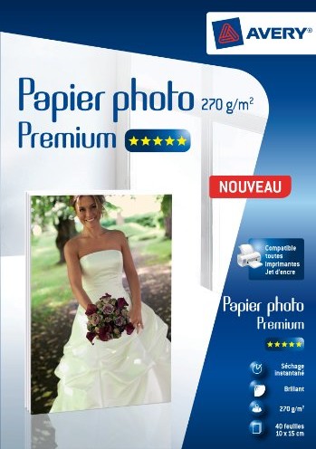 Avery c2453  40 40 Photo Paper A6 270 G/M, przeznaczony do drukarek atramentowych, błyszczący biały C2453-40