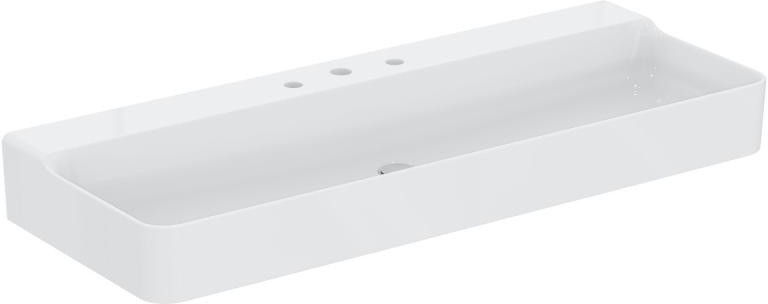 Ideal Standard Conca Umywalka wisząca lub meblowa 120x45 cm bez przelewu z 3 otworami na baterię biała T384301