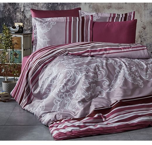 Brotex Luksusowa pościel satynowa Sonet bordowa 140x200