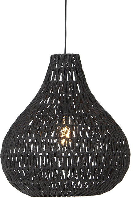 QAZQA Retro lampa wisząca czarna 45cm - Lina Drop