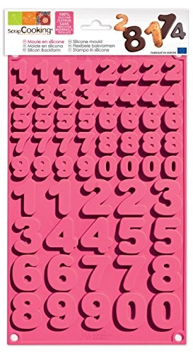 Unbekannt ScrapCooking 6735 Czekolada cyfry forma do pieczenia silikon Rosa 33 x 17,5 x 0,7 cm 6735