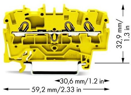 WAGO Terminal przepustowy WAGO 5.20 mm Sprężynowe żółty 2002-1306 100 szt 2002-1306