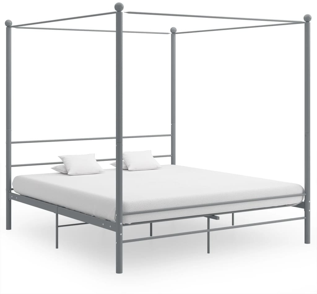 vidaXL Lumarko Rama łóżka z baldachimem, szara, metalowa, 200 x 200 cm 325071