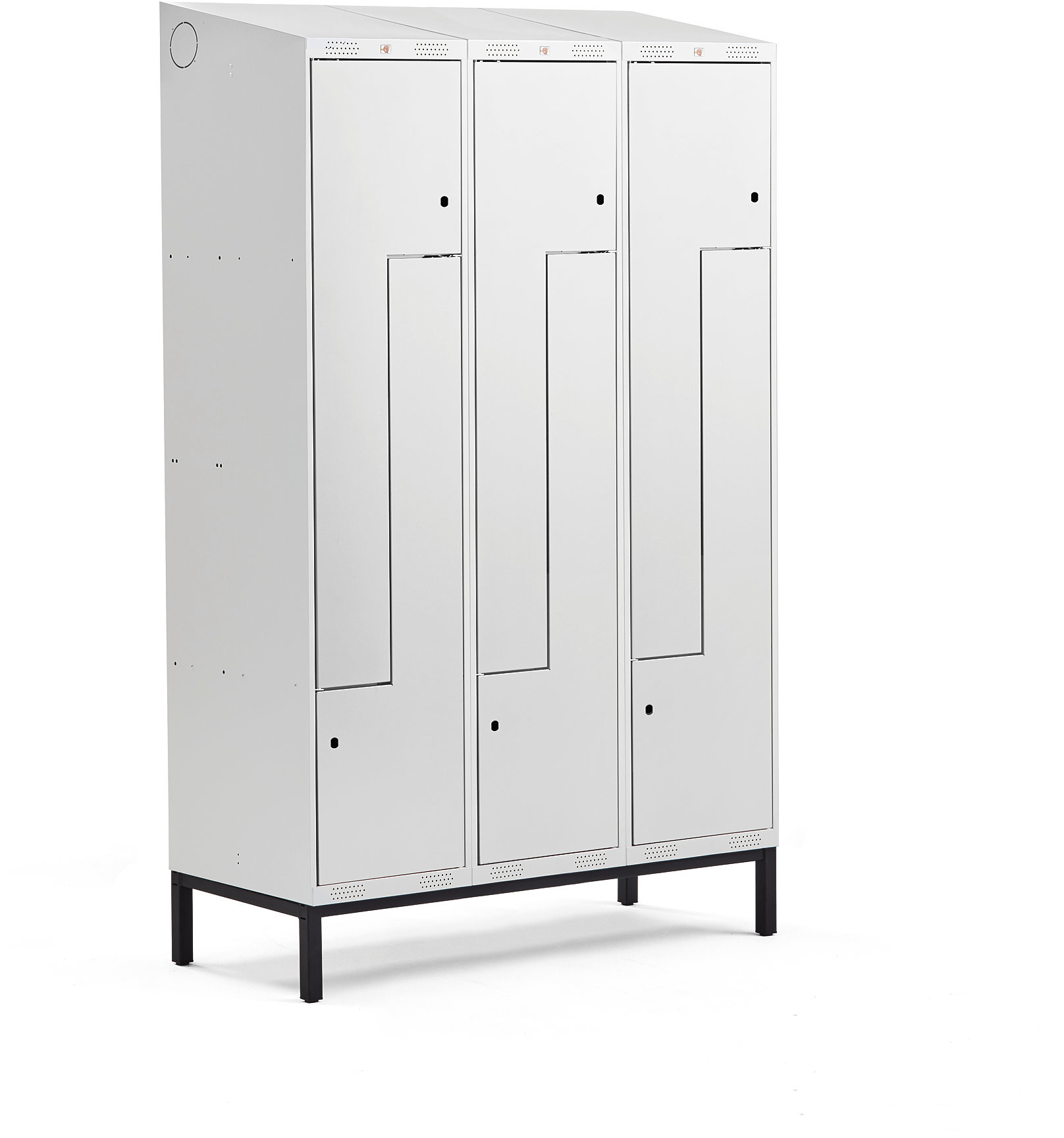 AJ Produkty Szafka ubraniowa typu Z, CLASSIC, na nóżkach, 3 moduły, 6 drzwi, 2100x1200x550 mm, szary