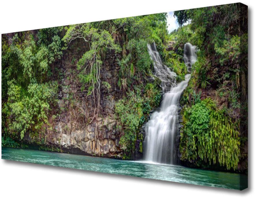 PL Tulup Obraz na Płótnie Wodospad Skała Natura 125x50cm