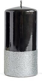 Lumarko Lumarko Świeca Walec Średni 7xh14cm Czarno-srebrna! BC6296 Mondex