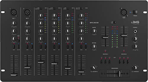 IMG IMG Stageline MPX-206/SW 6-kanałowy mikser stereo, 1 kanał mikrofonowy DJ, czarny 202480