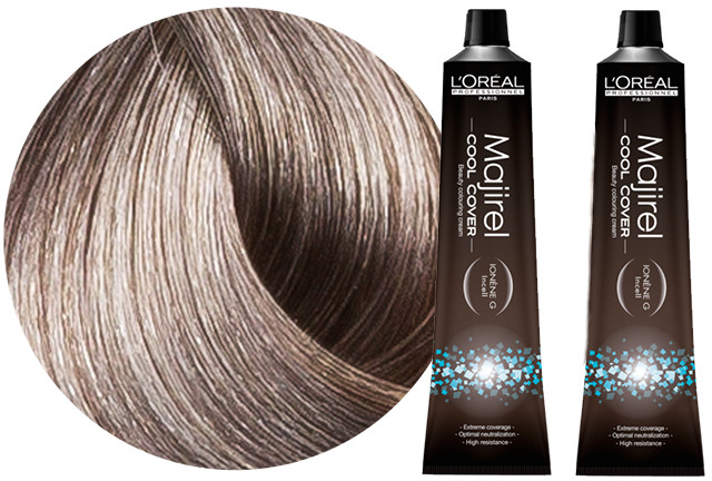 Loreal Majirel Cool Cover | Zestaw trwała farba do włosów o chłodnych odcieniach kolor 8.1 jasny blond popielaty 2x50ml
