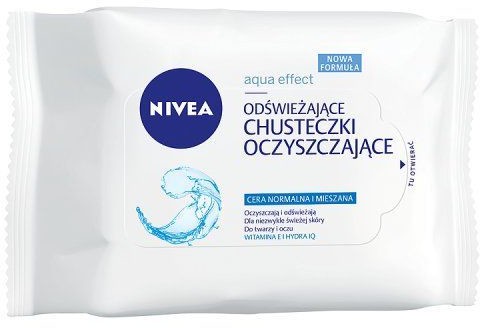 Nivea Odświeżające chusteczki oczyszczające Nivea Aqua Effect cera normalna i mieszana (25 sztuk)