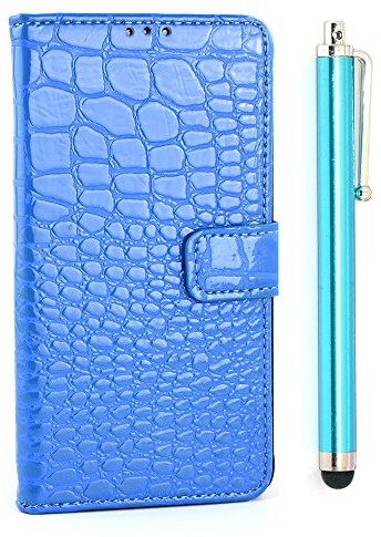 Apexel apelex etui ze skóry PU do modelu Samsung Galaxy Note 4, z funkcją podstawki i rysika, imitacja skóry krokodyla, czerwony N4-11-BLU