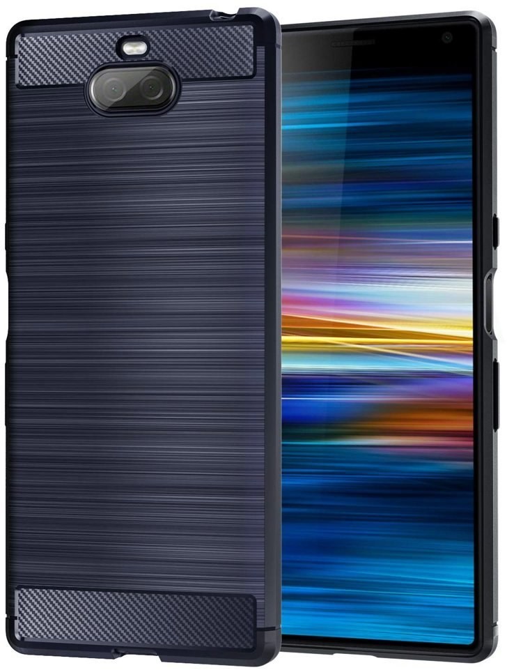 Sony Braders Elastyczne etui pokrowiec Carbon Case do Xperia 10 niebieski