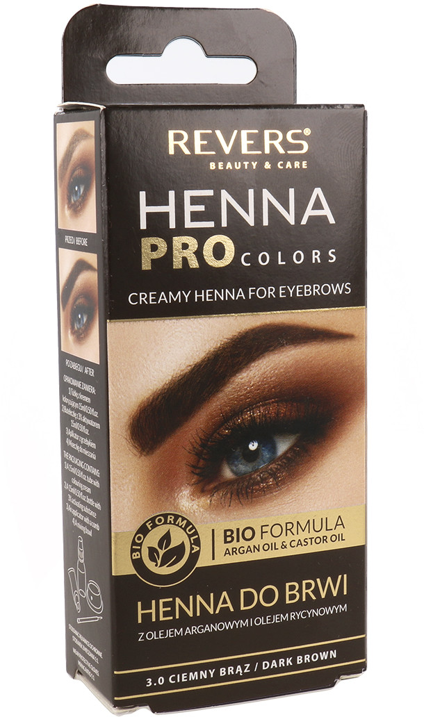 Revers Revers Henna Pro Colors Creamy Henna Do Brwi Z Olejem Arganowym I Olejem Rycynowym 3.0 Ciemny Brąz