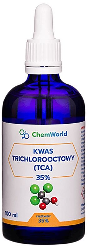 Chemworld TCA Kwas Trichlorooctowy 35% Roztwór 50 ml Szklana Butelka z Pipetą ChemWorld chw-029