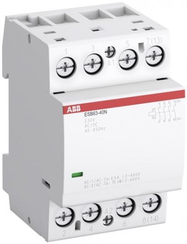 ABB Stycznik modułowy ESB63-40N-06, I=63A (AC-1/AC-7a), 30A (AC-3); U cewki=230V AC/DC; Styki: 4NO ESB63-40N-06