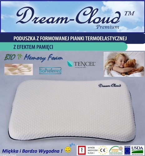 Dream-Cloud Poduszka Ortopedyczna Premium Bio Dziecięca 50x30x6(3+3) cm - 0-6 l. DCB2