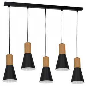 Luminex Edmon 1989 lampa wisząca zwis 5x60W E27 czarna/drewniana