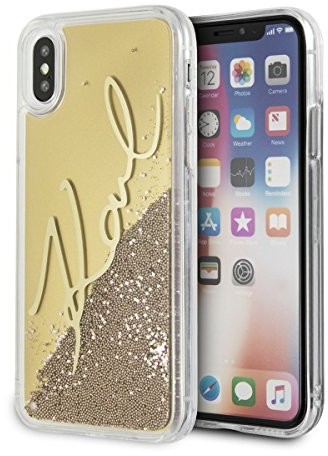 Karl Lagerfeld Signature Liquid Glitter do iPhone X/XS złoty (KLHCPXSGGO)