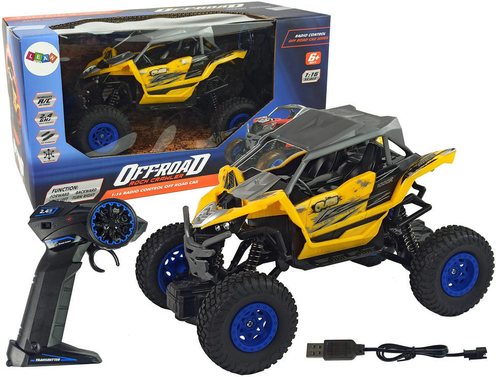 Import LEANToys Terenowe Auto Off- Road Zdalnie Sterowane 2,4 GHz 1:16 Żółte LT-9389-0