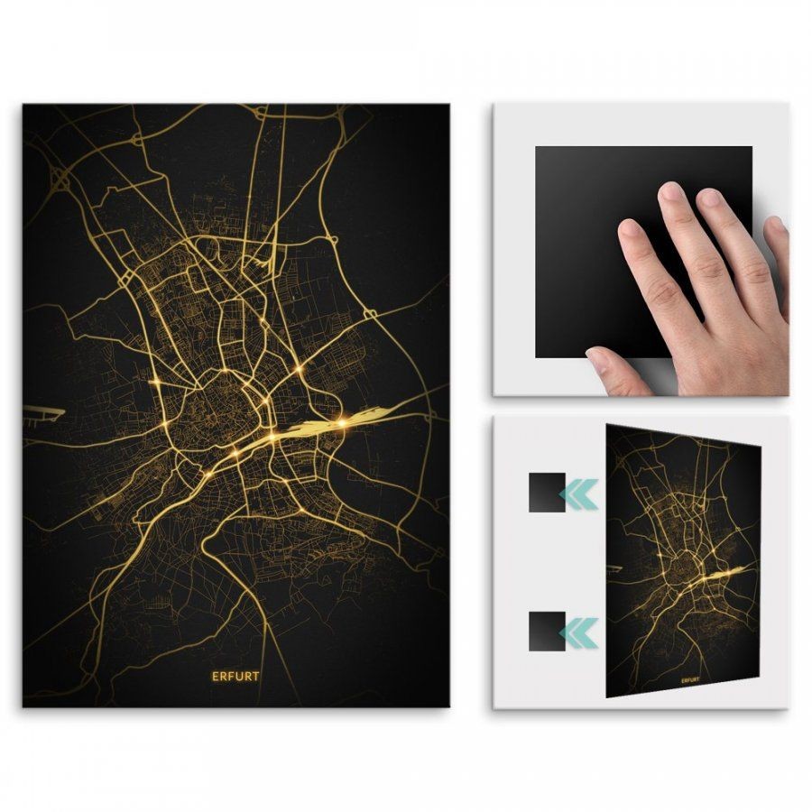 Pix4home Plakat metalowy Mapa Night Lights Erfurt M POS-M-03217