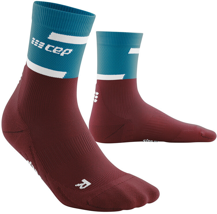 CEP The Run Mid Cut Socks Men, petrol/czerwony IV | EU 42-45 2022 Skarpetki kompresyjne WP3C9R3