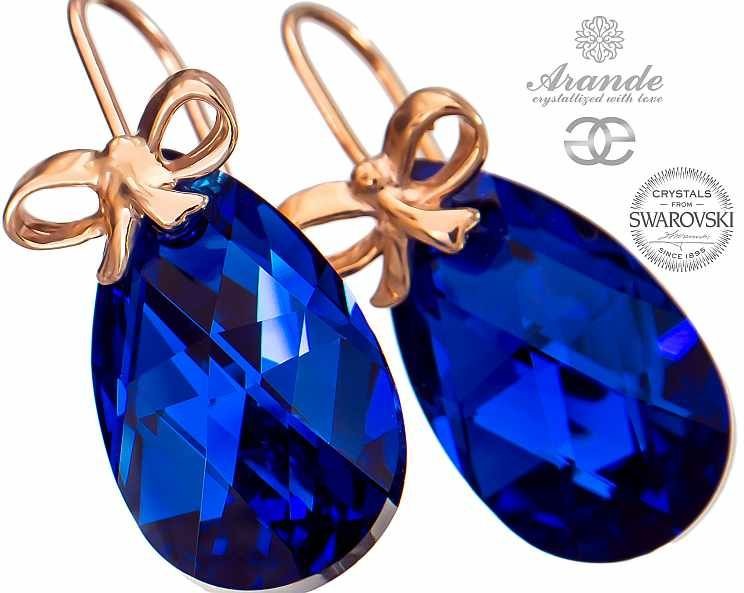 Swarovski kolczyki BLUE COMET RÓŻOWE ZŁOTO SREBRO