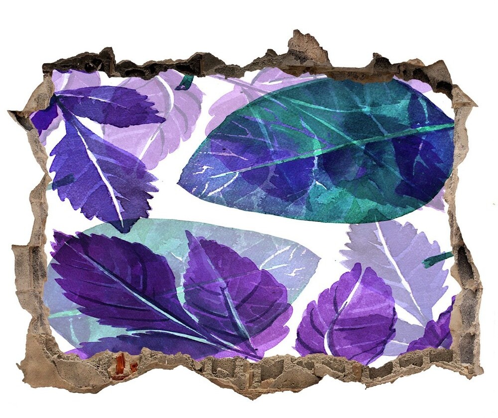 Wallmuralia.pl Naklejka 3D dziura na ścianę Kolorowe liście