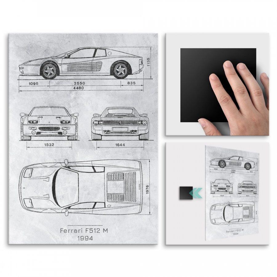 Pix4home Plakat metalowy Ferrari F512 M Projekt Stone L POS-L-02423