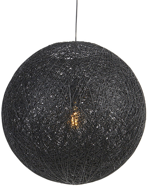 QAZQA Rustykalna lampa wisząca czarna 60cm - Corda
