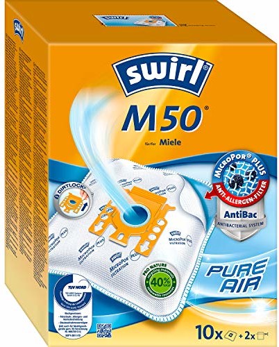 Swirl m 50 Micropor Plus Worki Do Odkurzacza Miele z Filtrem Antyalergicznym, 10 Sztuk, Biały/Żółty 6762589