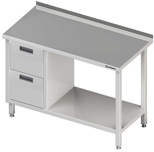 Stalgast Stół przyścienny z blokiem dwóch szuflad (l),i półką 900x700x850 mm 980