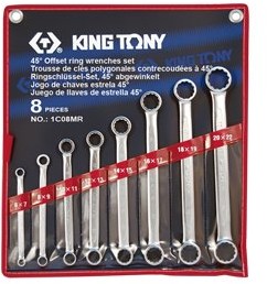 KING TONY Zestaw kluczy oczkowych prostych 1C08MR 6-22 mm